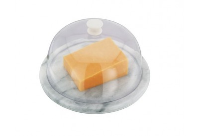 Horwood Polished White Marble Cheese Board & Dome (18cm / 7")